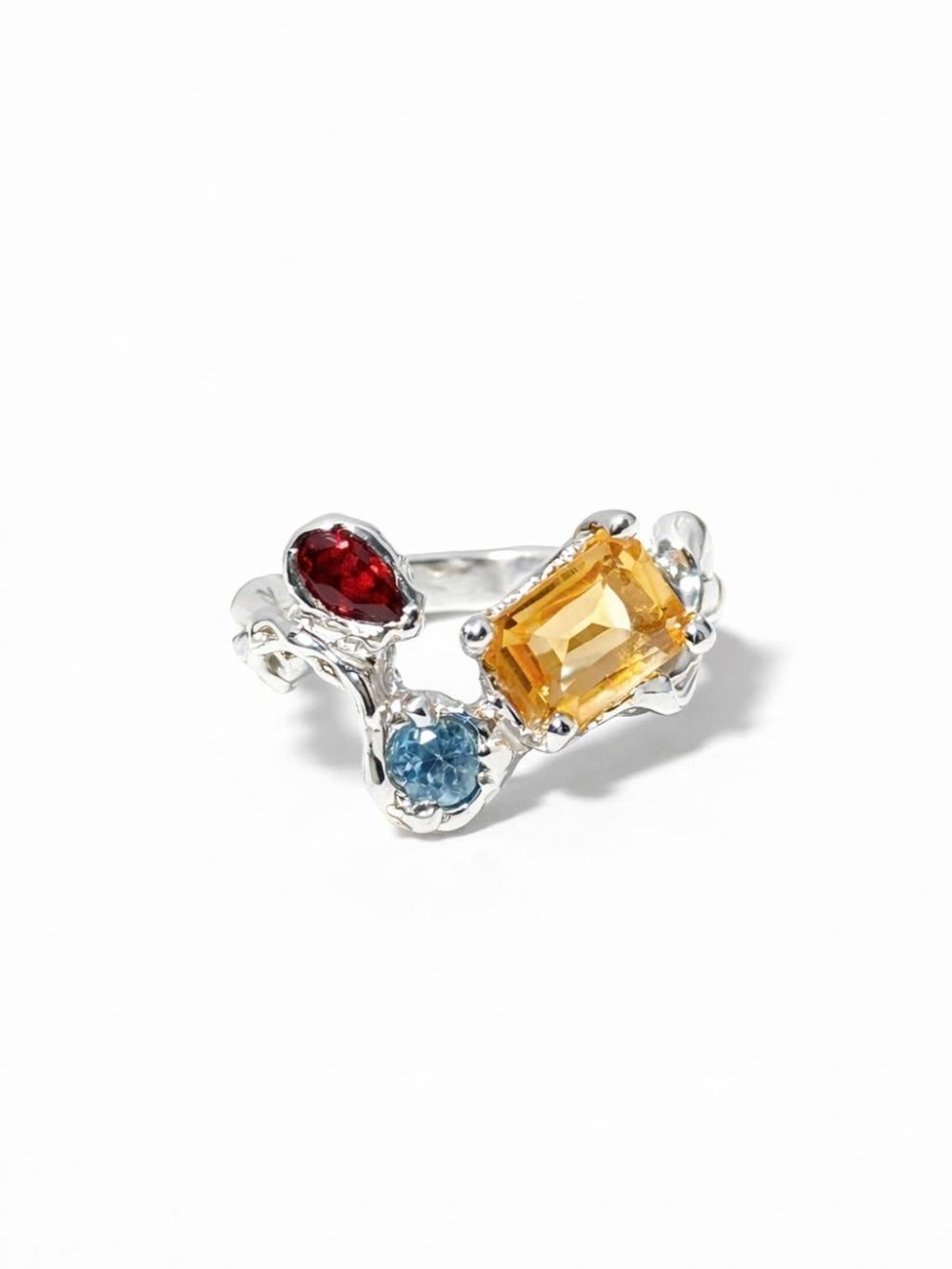 Nhẫn bạc 925 thiết kế thủ công GRACEFUL GEM RING phối đá quý tự nhiên Citrine Topaz Garnet