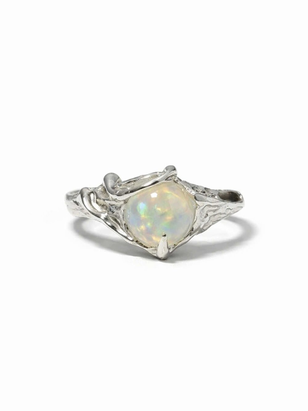 Nhẫn bạc 925 thiết kế thủ công CARACOL 02 RING phối đá Opal tự nhiên đa sắc