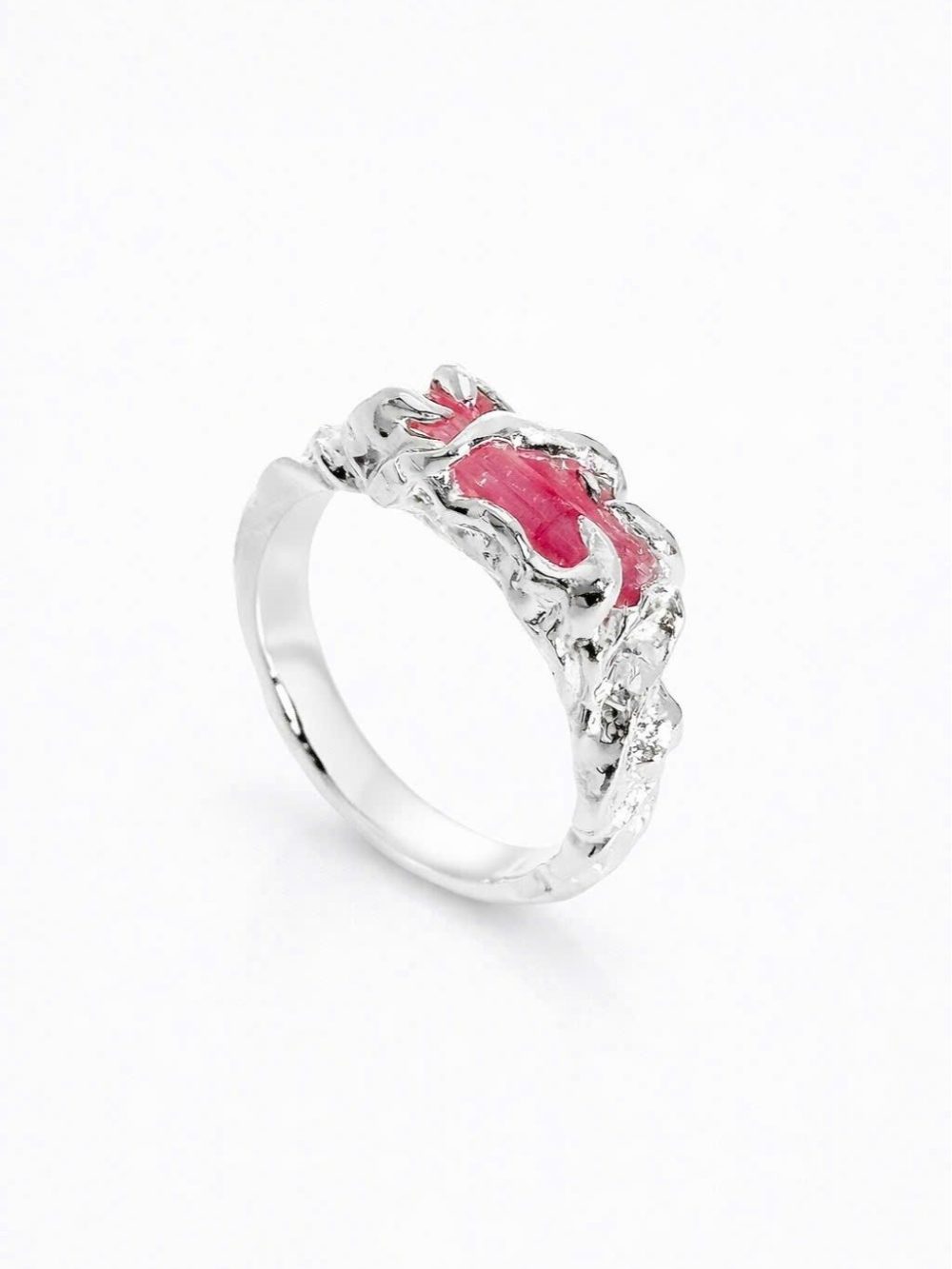 Nhẫn bạc 950 thiết kế thủ công NAVA 02 RING đá Tourmaline tự nhiên